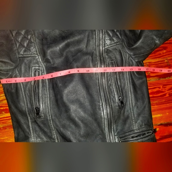 All saints Cargo Distressed Leather Jacket, Black/Grey, Size 8 - Picture 6 of 8